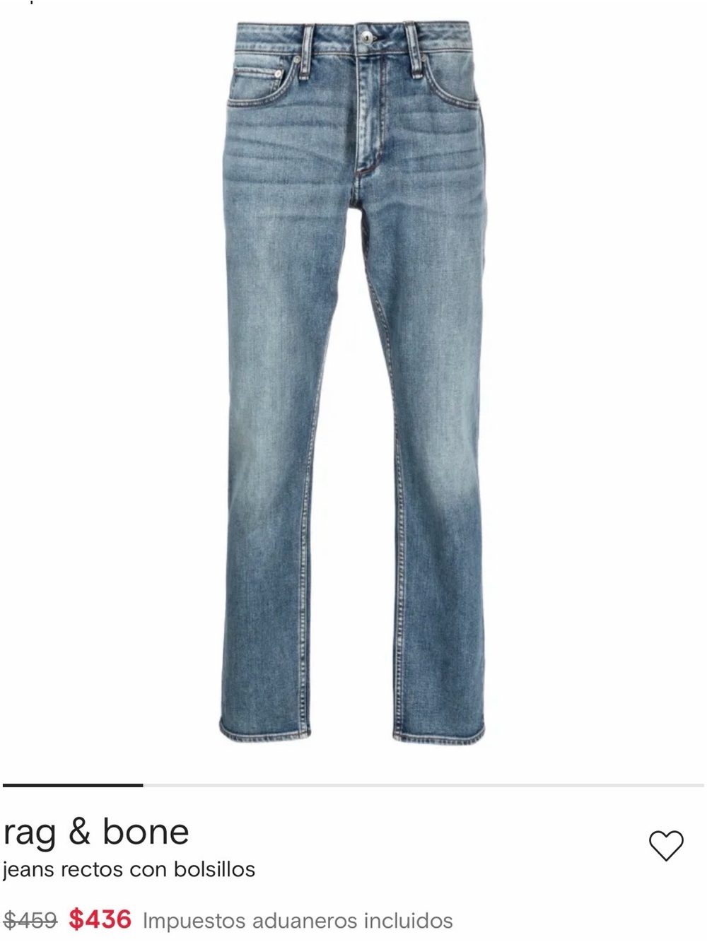 rag & bone Men’s Light Wash Straight Jeans